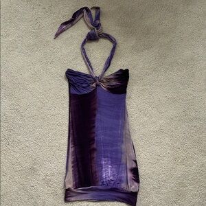Bebe Purple Halter Bodycon Dress Cocktail
